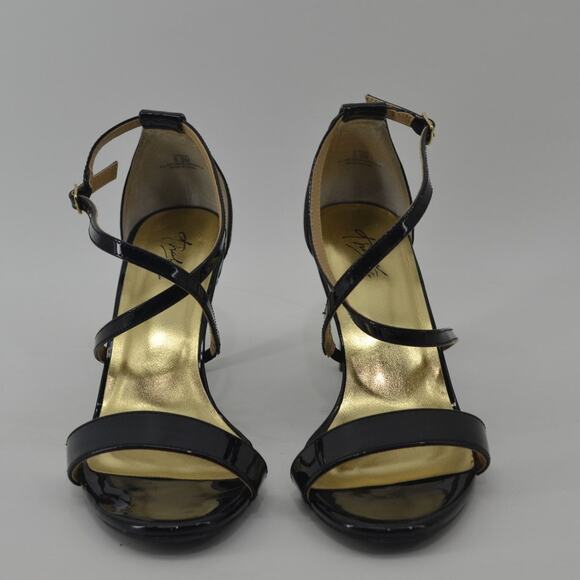 Thalia Sodi Black Patent Leather Sandals Heels Strappy 8.5 - Picture 2 of 14